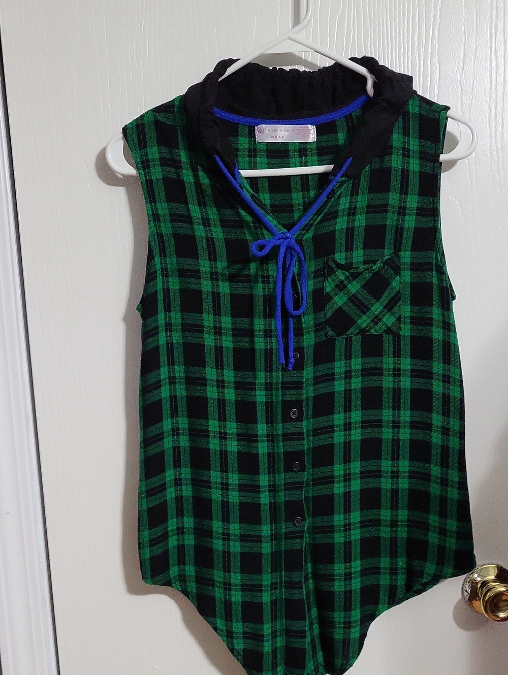 Shirt-No Boundaries Button Down Plaid with Hoody#3197